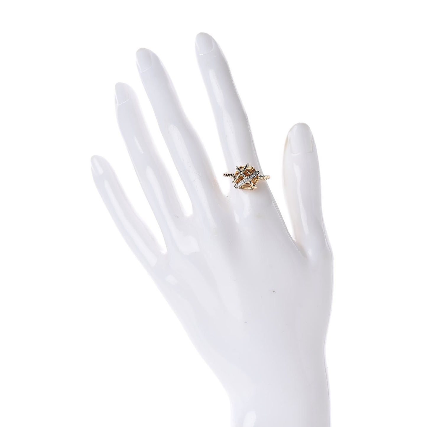 18K Yellow Gold Champagne Citrine Diamond 10mm Cable Wrap Ring 52 6