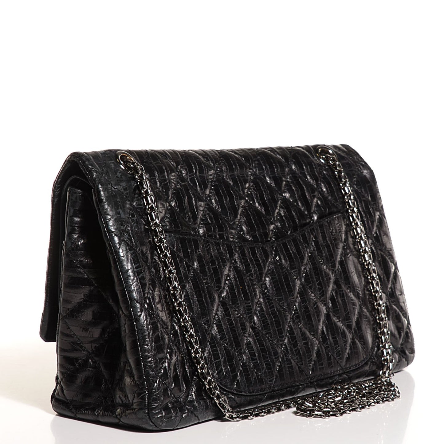 Metallic Calfskin Striped 2.55 Reissue 227 Flap Black
