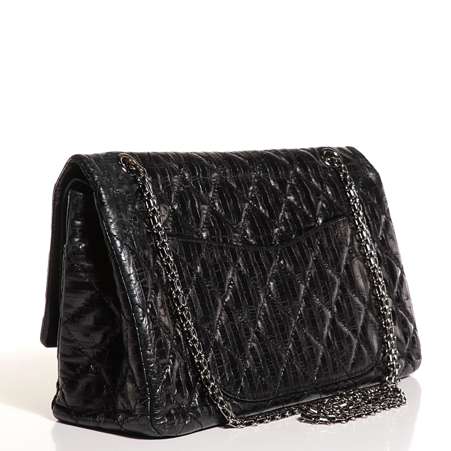 Chanel Metallic Calfskin Striped 2.55 Reissue 227 Flap Black 3 of 8