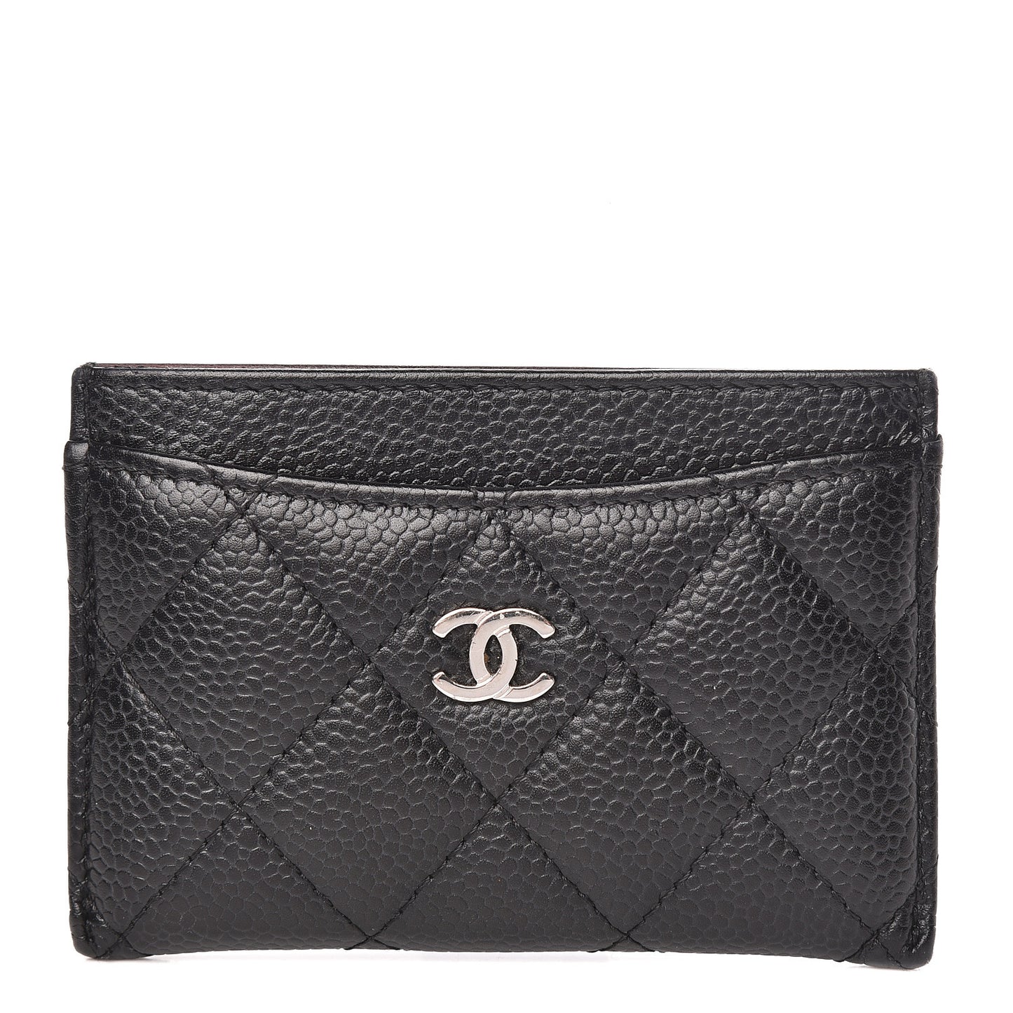 Caviar Quilted Card Holder Black