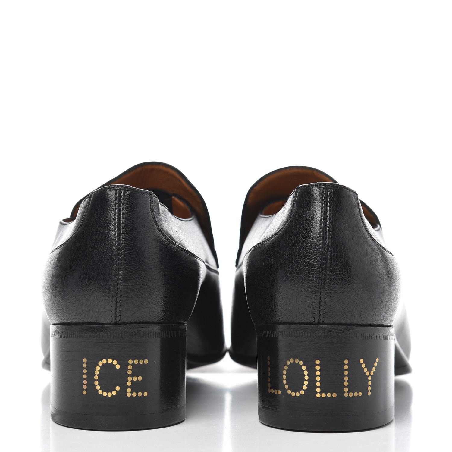 Gucci Goatskin Mens Chain Mid Heel Loafers 8 Black 769072