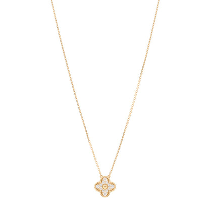 Van Cleef & Arpels 18K Yellow Gold Diamond Vintage Alhambra Pendant Necklace 1 of 5