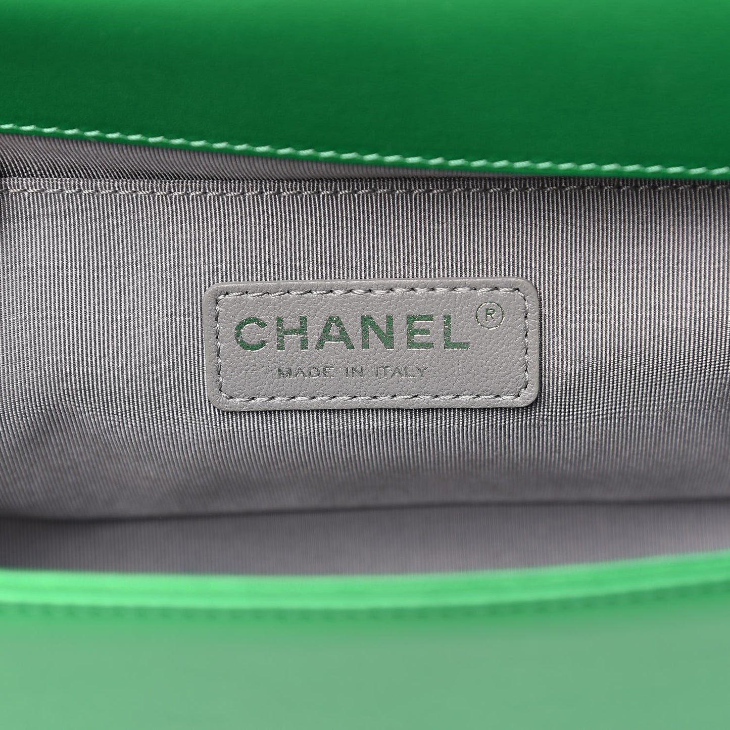Metallic Calfskin Quilted Medium Boy Flap Green