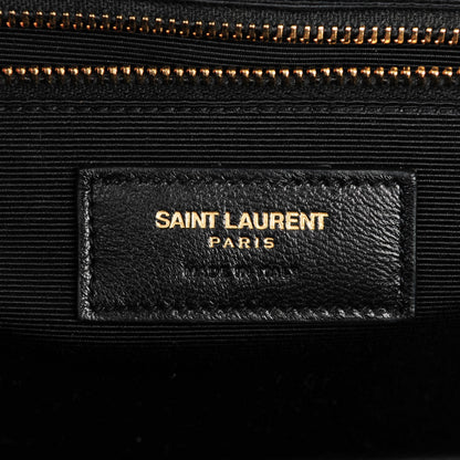 Saint Laurent Grain De Poudre Matelasse Chevron Large Monogram Satchel Black 6 of 8