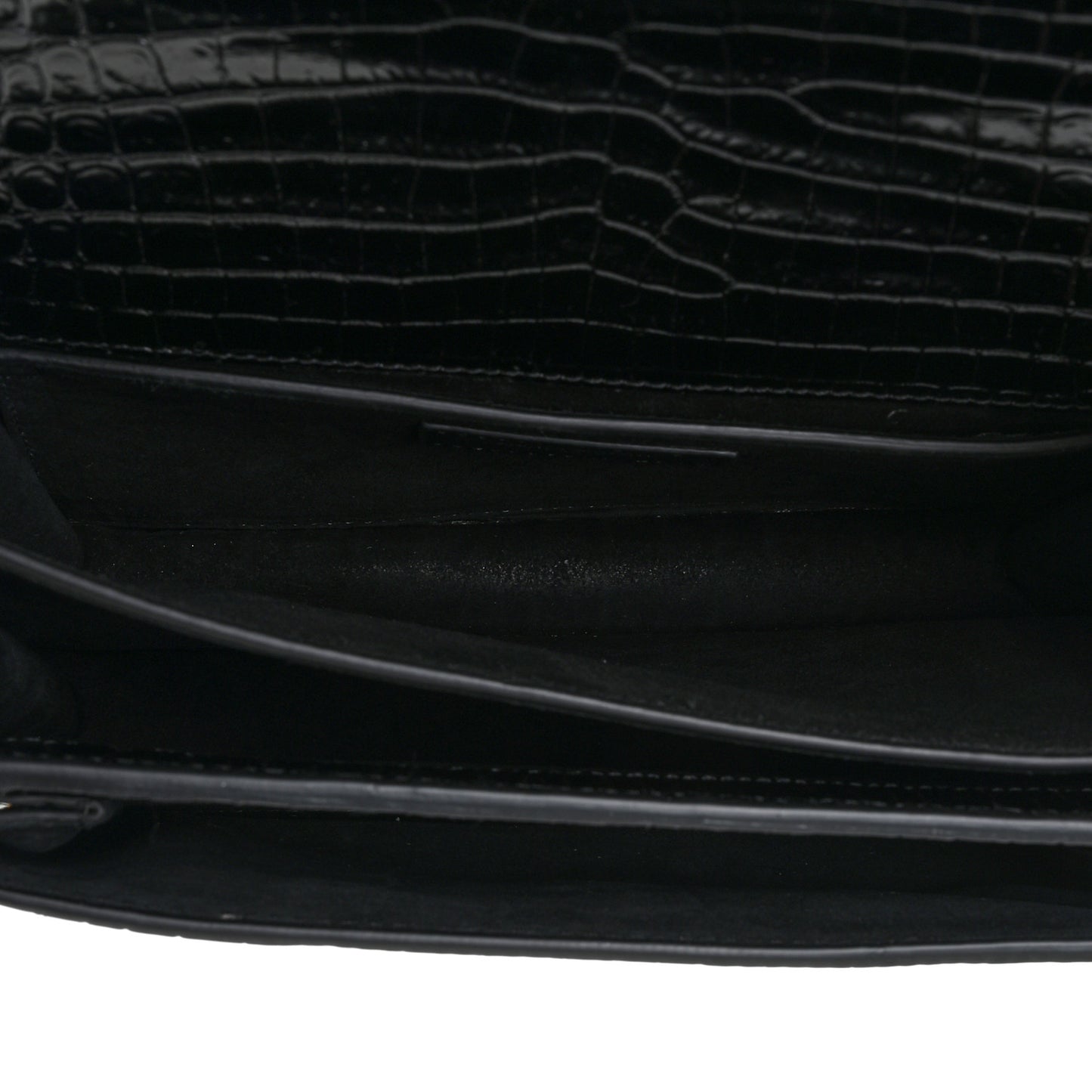 Calfskin Crocodile Embossed Medium Monogram Sunset Black