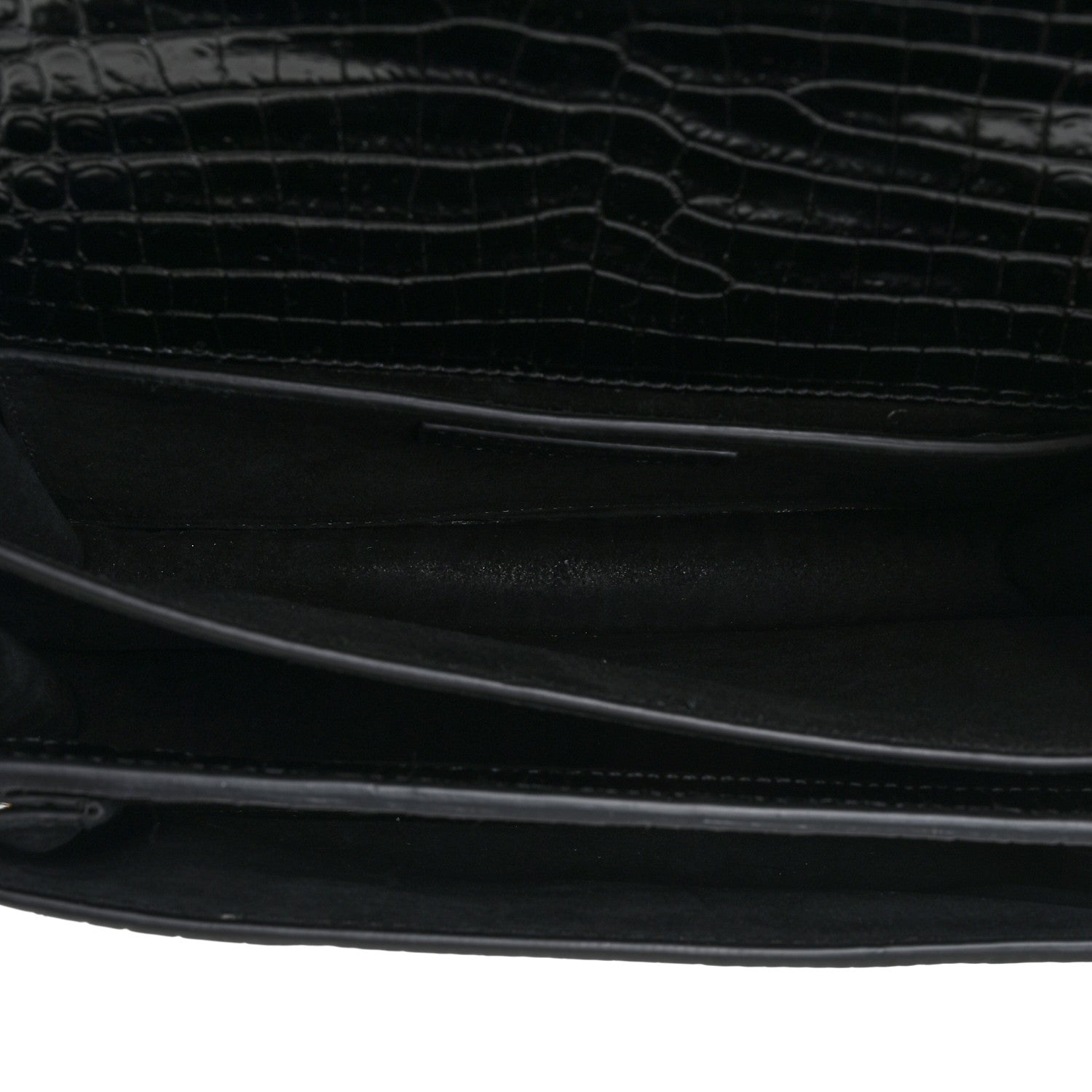 Saint Laurent Calfskin Crocodile Embossed Medium Monogram Sunset Black 5 of 16