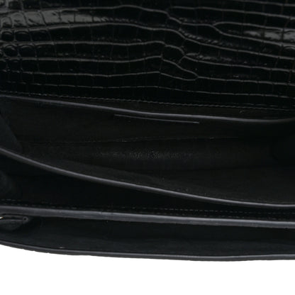 Saint Laurent Calfskin Crocodile Embossed Medium Monogram Sunset Black 5 of 16
