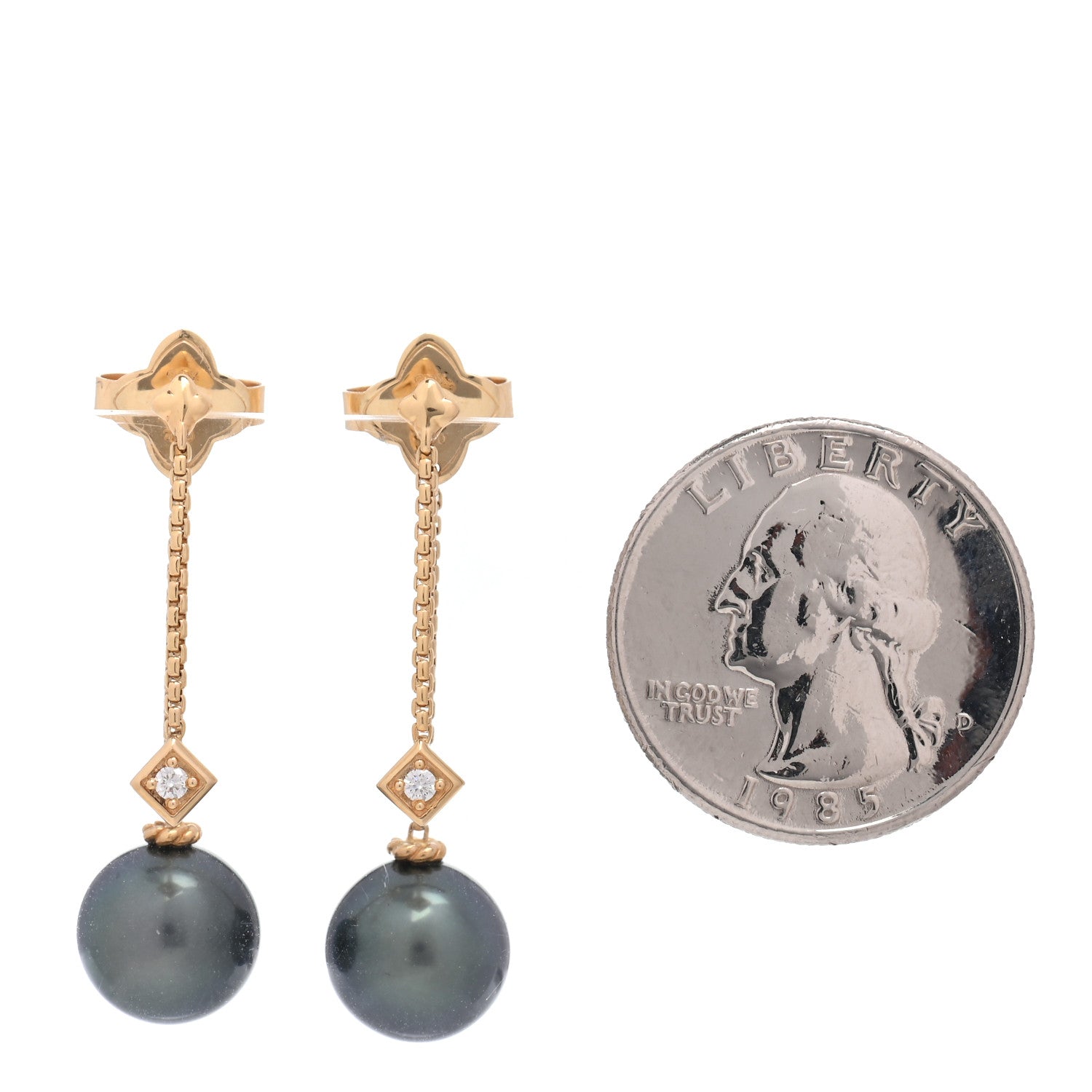 David Yurman 18K Yellow Gold Black Pearl Diamond Solari Drop Earrings 2 of 4