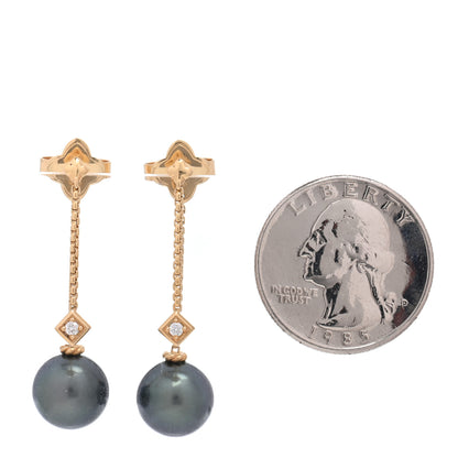 David Yurman 18K Yellow Gold Black Pearl Diamond Solari Drop Earrings 2 of 4