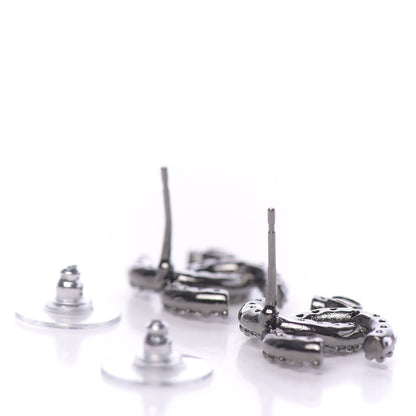 Chanel Crystal Darling Bows CC Earrings Silver 3 of 5