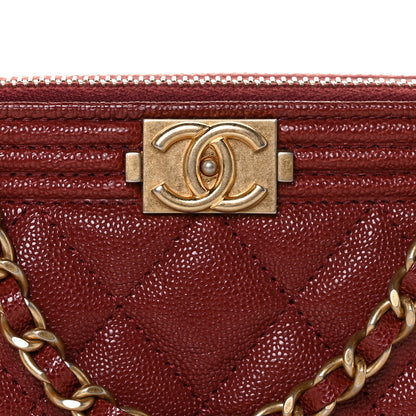 Chanel Caviar Quilted Small Boy Clutch With Chain Burgundy 9 of 10