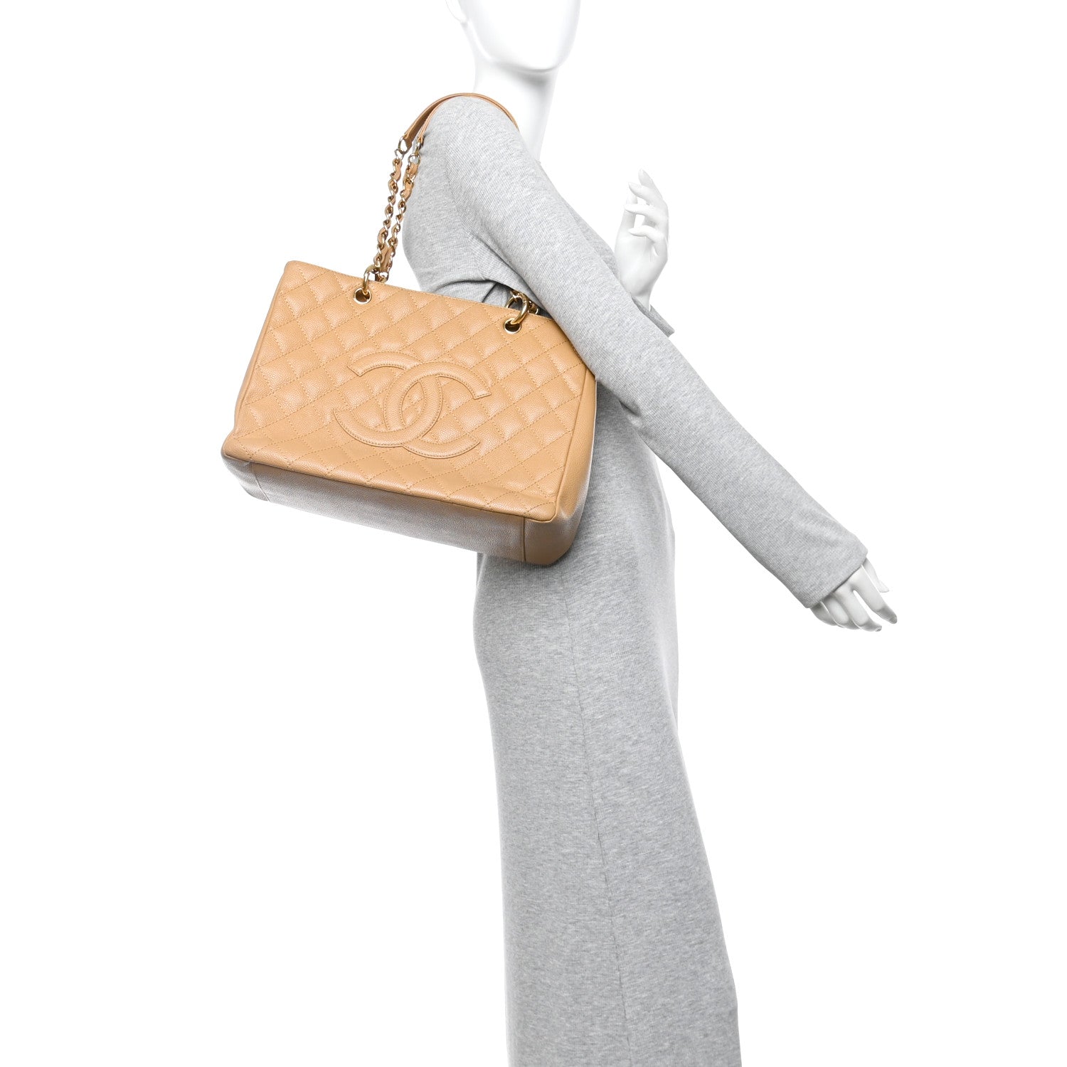 Chanel Caviar Quilted Grand Shopping Tote GST Dark Beige 2 of 10