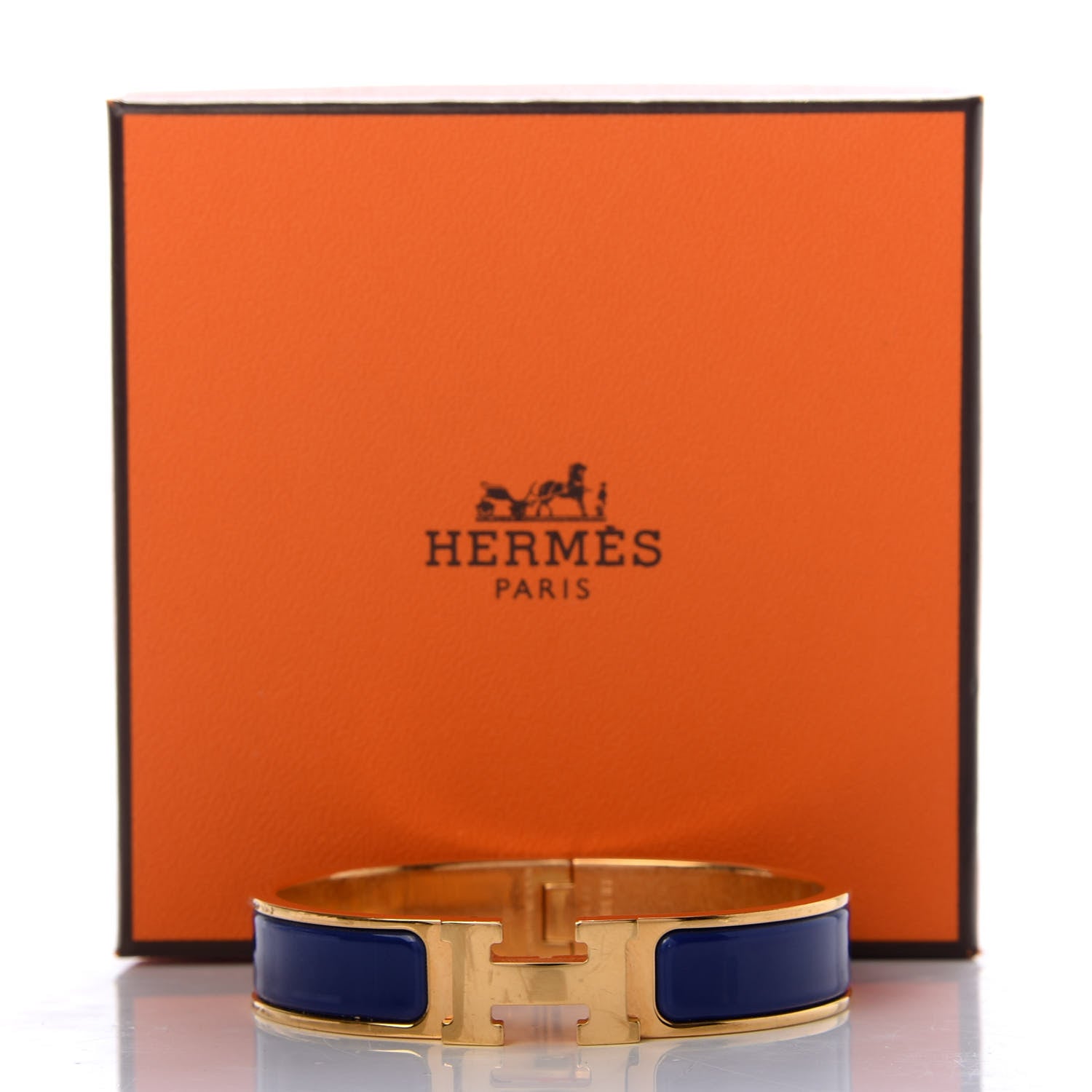 Hermes Narrow Enamel Clic Clac H Bracelet PM Indigo 6 of 6