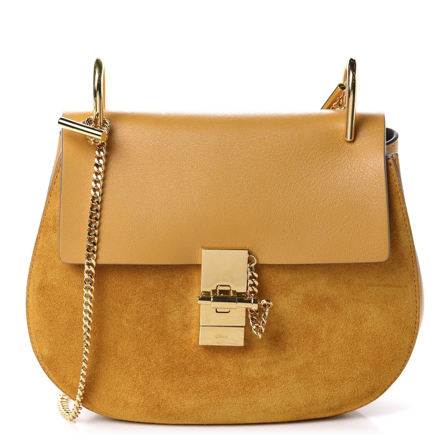 Suede Smooth Calfskin Drew Shoulder Bag Sunflower