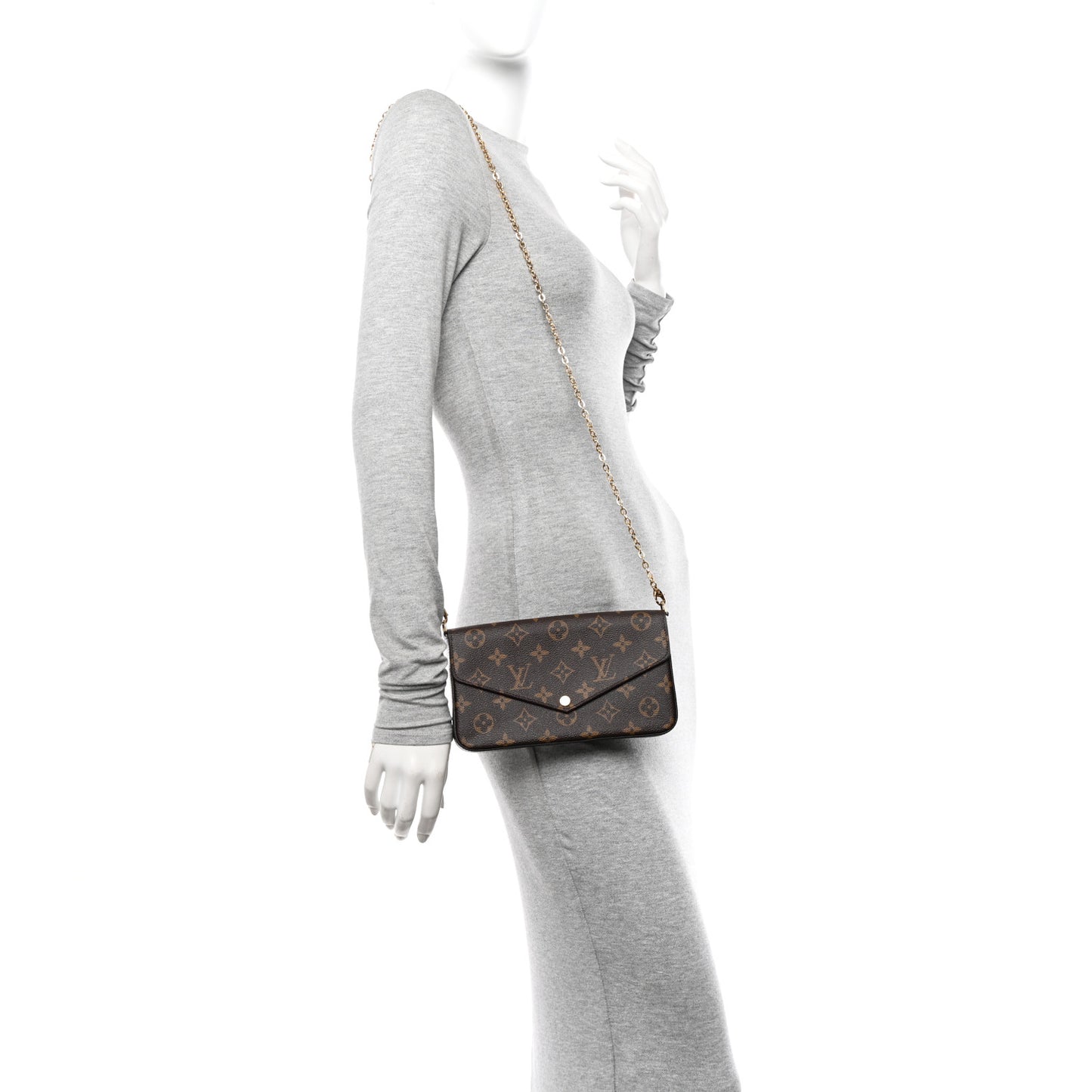 Monogram Pochette Felicie Chain Wallet Fuchsia
