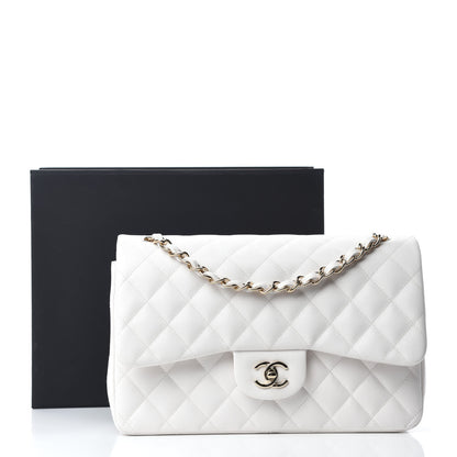 Chanel Caviar Quilted Jumbo Double Flap White 11 of 11