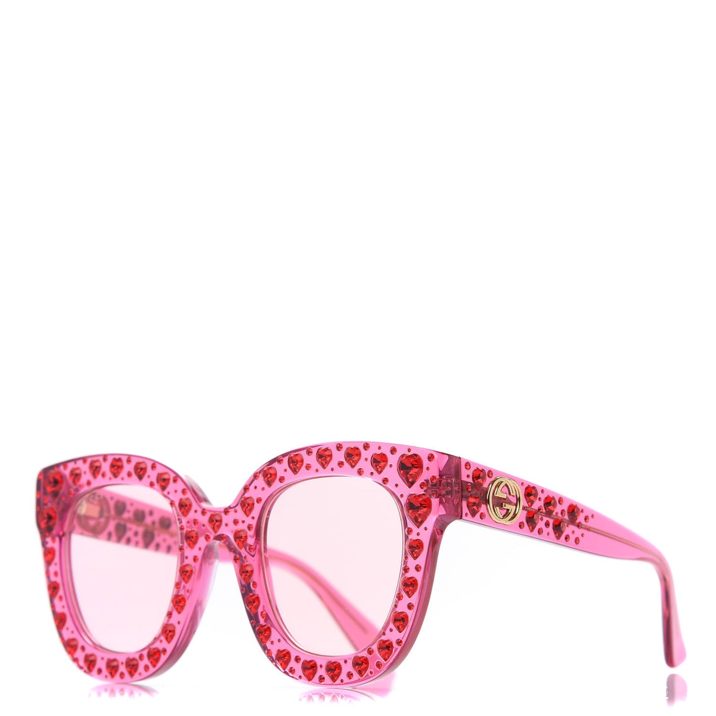 Acetate Crystal Heart GG0116S Sunglasses Fuchsia