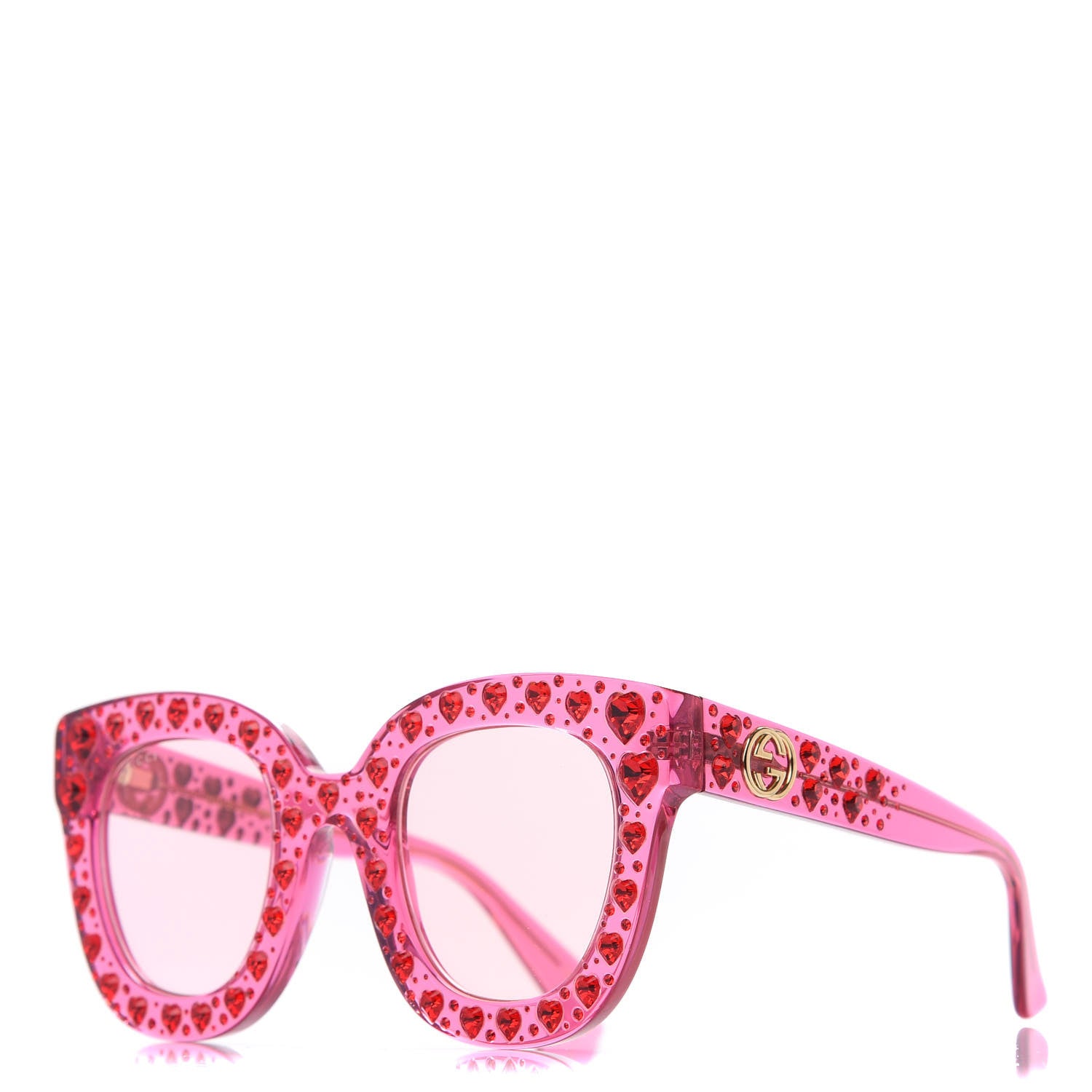 Gucci Acetate Crystal Heart GG0116S Sunglasses Fuchsia 1 of 8