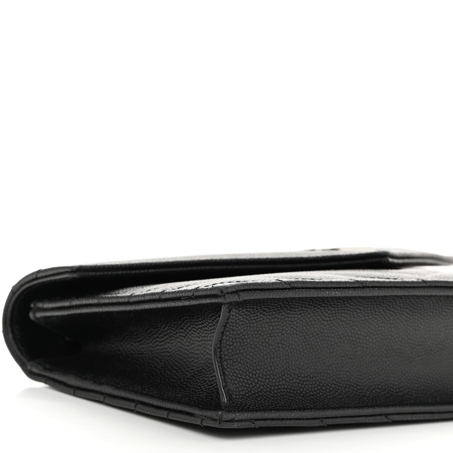 Grain De Poudre Matelasse Chevron Monogram Envelope Chain Wallet Black