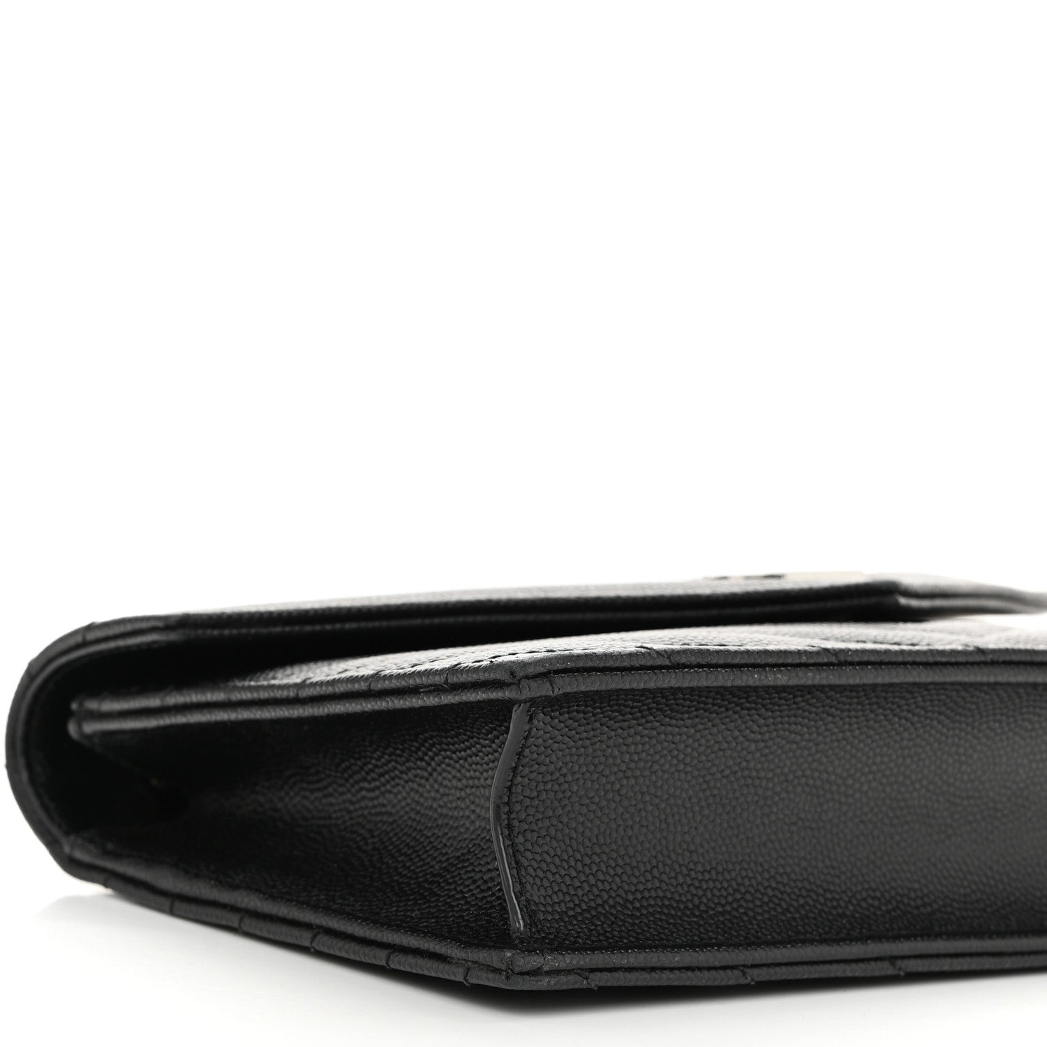 Saint Laurent Grain De Poudre Matelasse Chevron Monogram Envelope Chain Wallet Black 9 of 10
