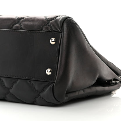 Chanel Calfskin Double Stitch Large Hamptons Flap Bag Black 10 of 19