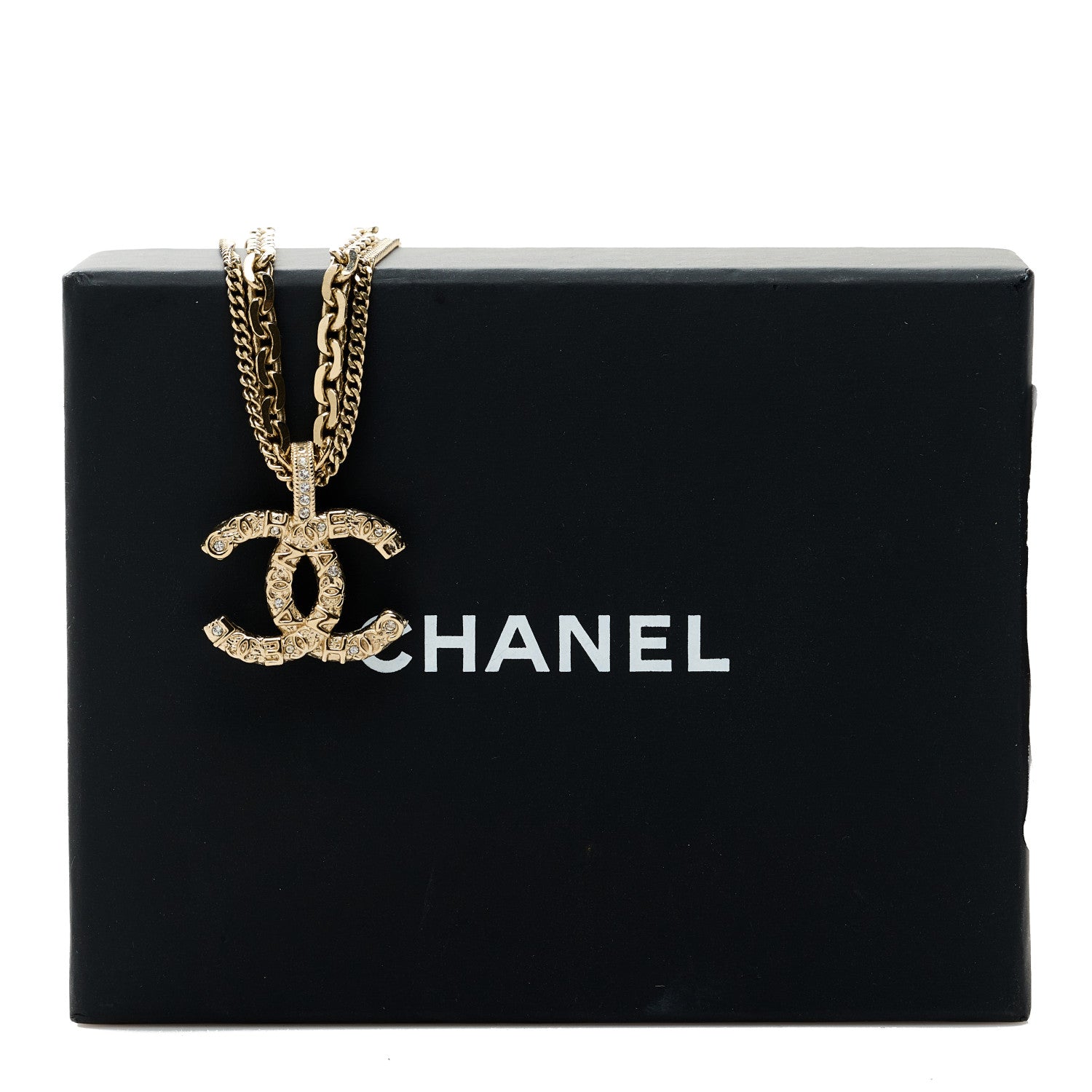 Chanel Crystal CC Multi Strand Chain Necklace Gold 5 of 5