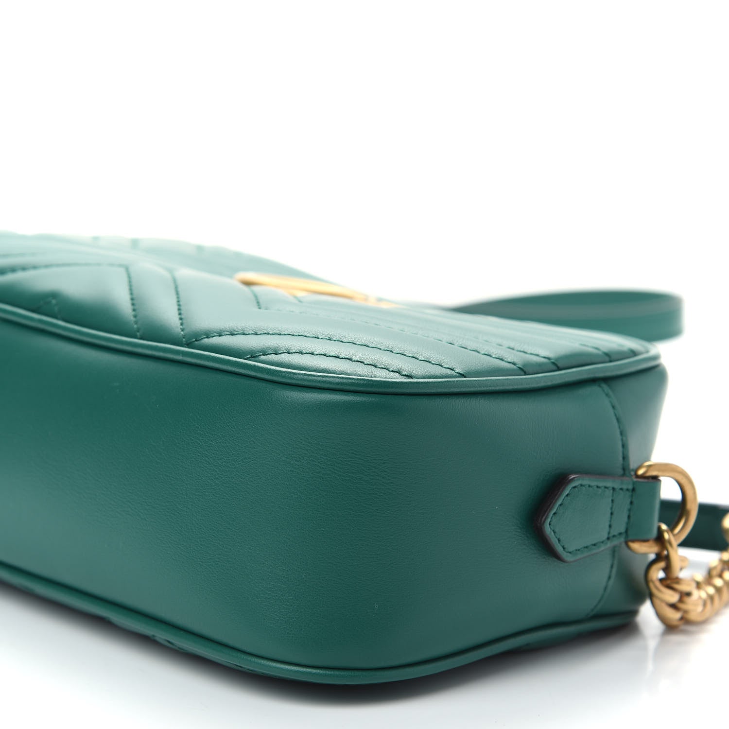 Gucci Calfskin Matelasse Small GG Marmont Chain Shoulder Bag Emerald Green 9 of 9