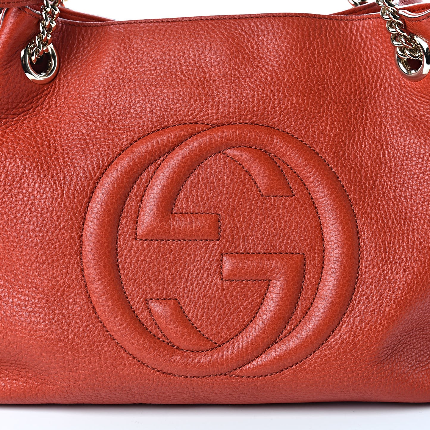 Pebbled Calfskin Medium Soho Chain Shoulder Bag Sun Orange