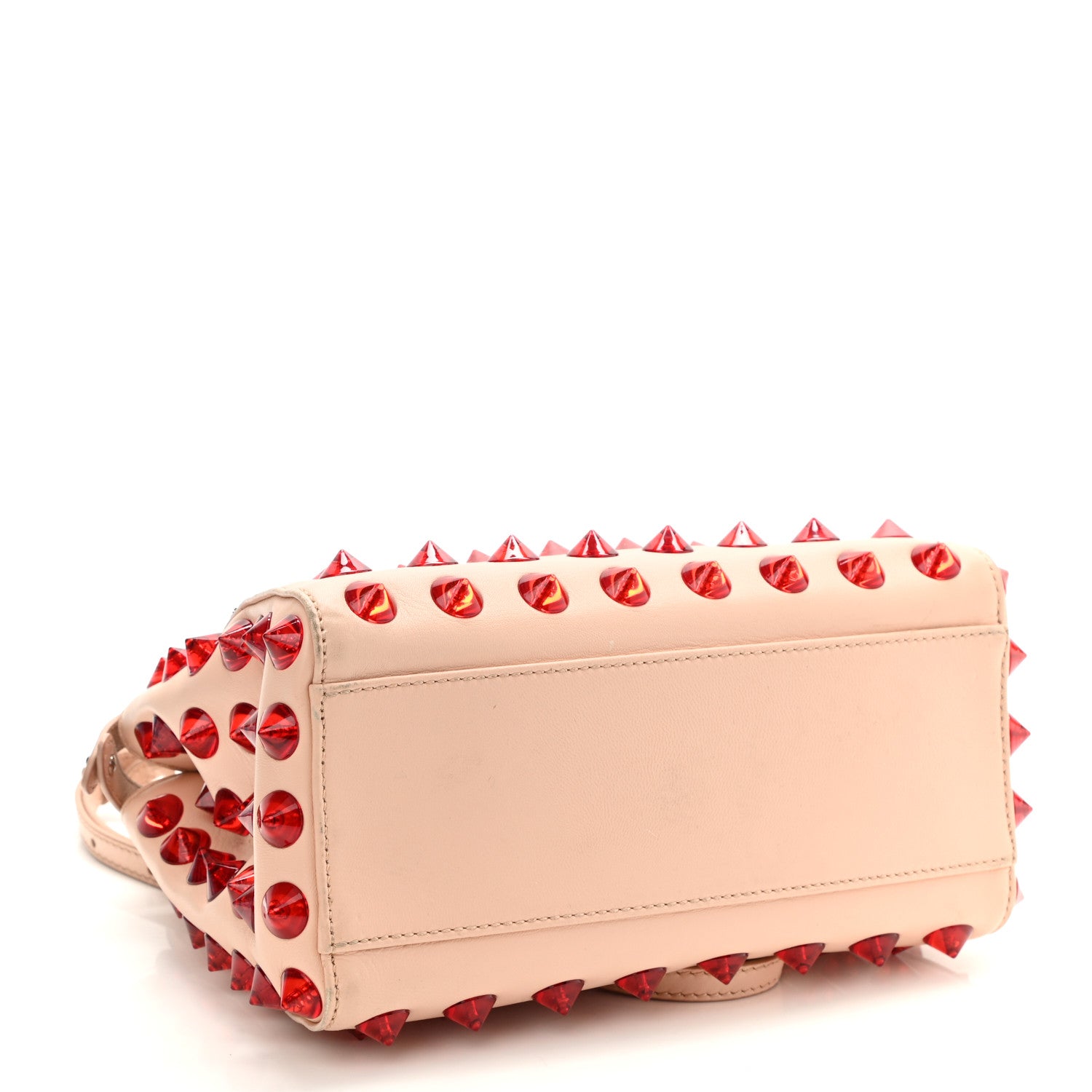 Fendi Nappa Studded Mini Peekaboo Iconic Satchel Light Pink Red 4 of 16