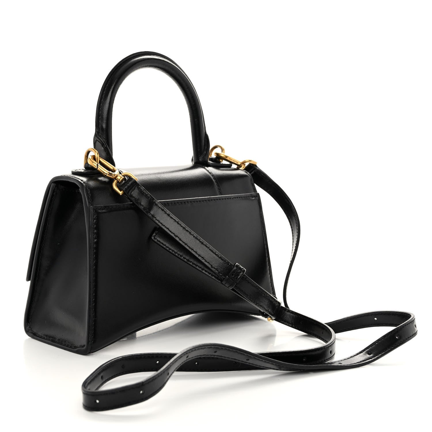 Balenciaga Shiny Box Calfskin Hourglass Top Handle Bag XS Black 3 of 9