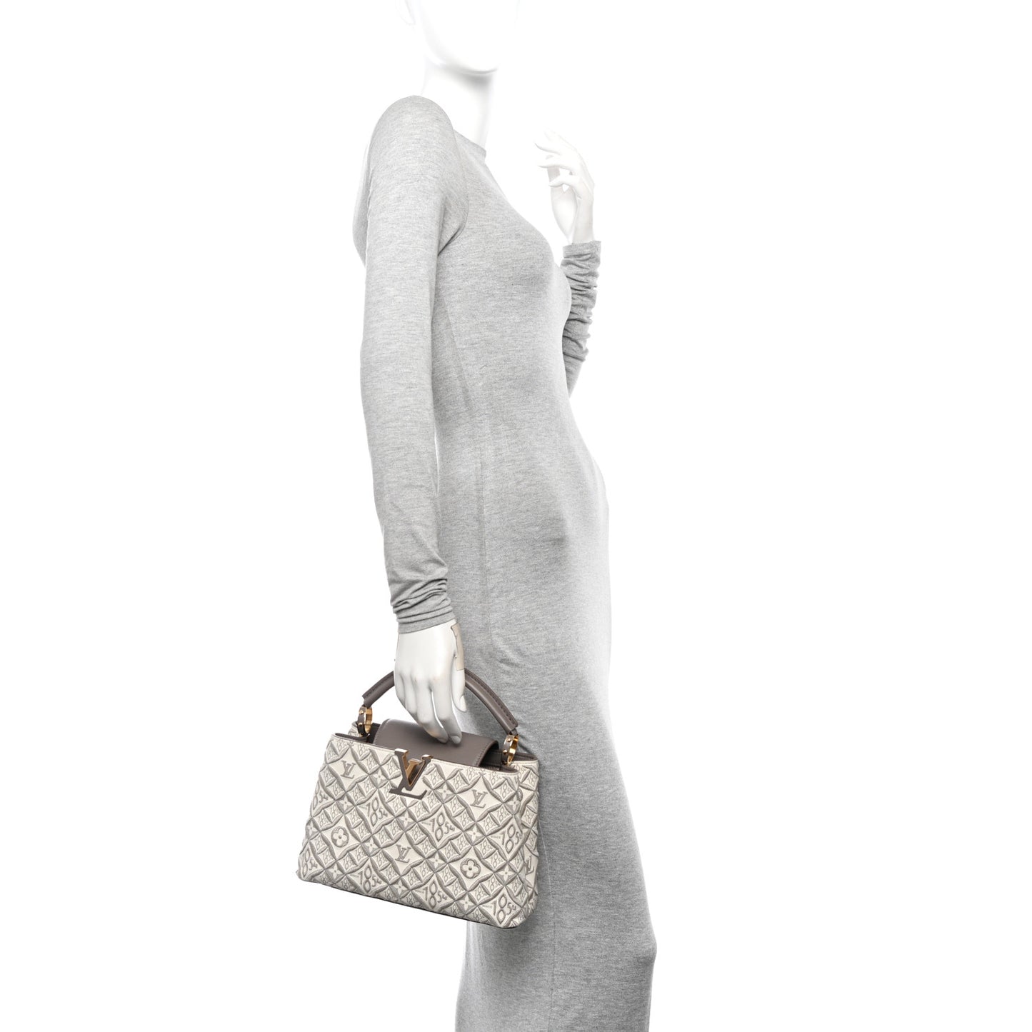 Calfskin Since 1854 Embroidered Capucines BB Ecru Taupe