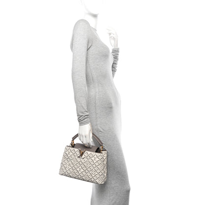 Louis Vuitton Calfskin Since 1854 Embroidered Capucines BB Ecru Taupe 2 of 11