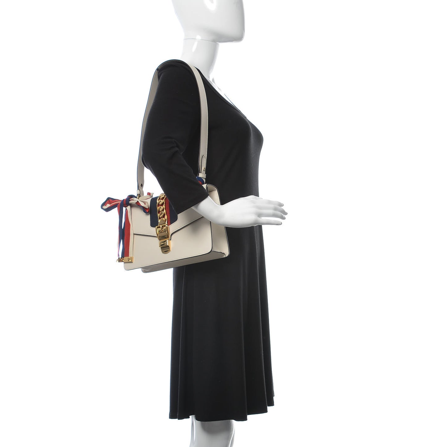 Calfskin Small Sylvie Shoulder Bag Off White