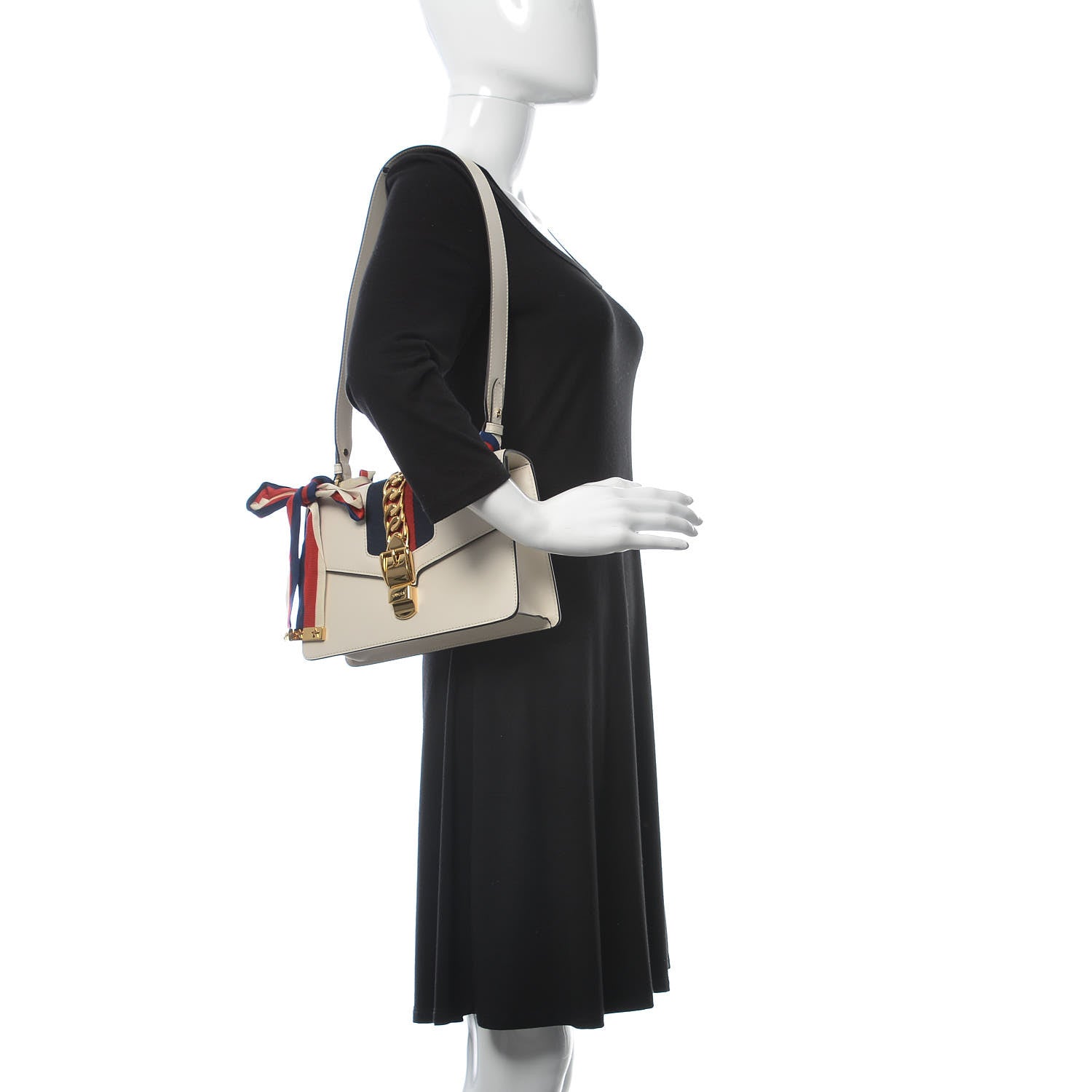 Gucci Calfskin Small Sylvie Shoulder Bag Off White 2 of 9