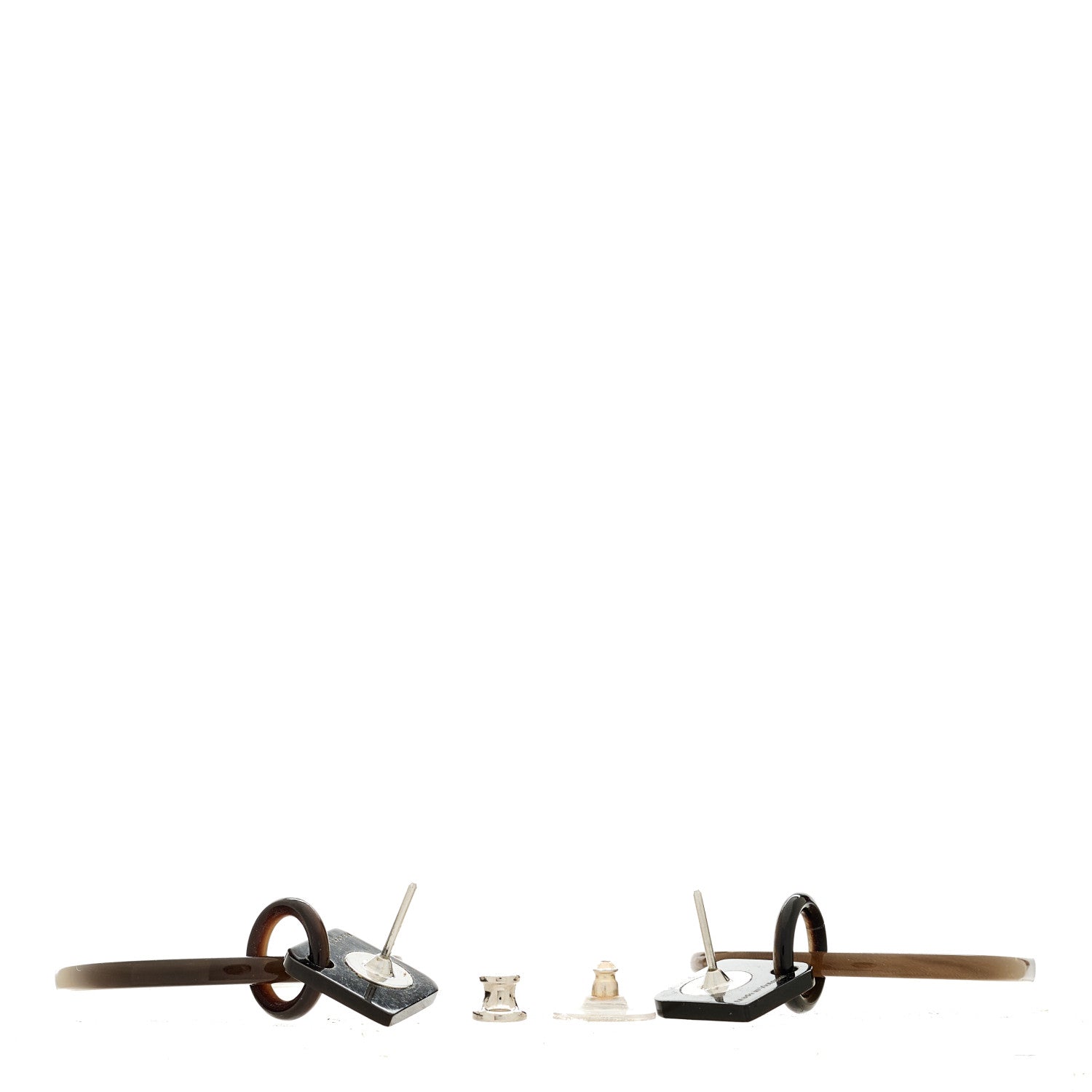 Hermes Buffalo Horn Lacquered Wood Isthme Earrings White 3 of 4