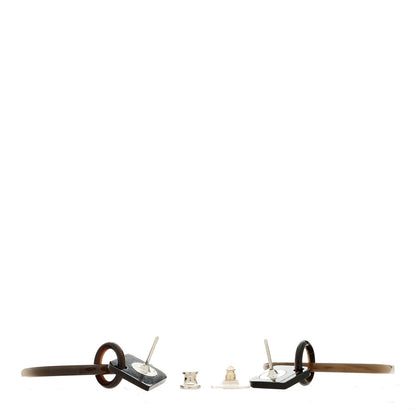 Hermes Buffalo Horn Lacquered Wood Isthme Earrings White 3 of 4