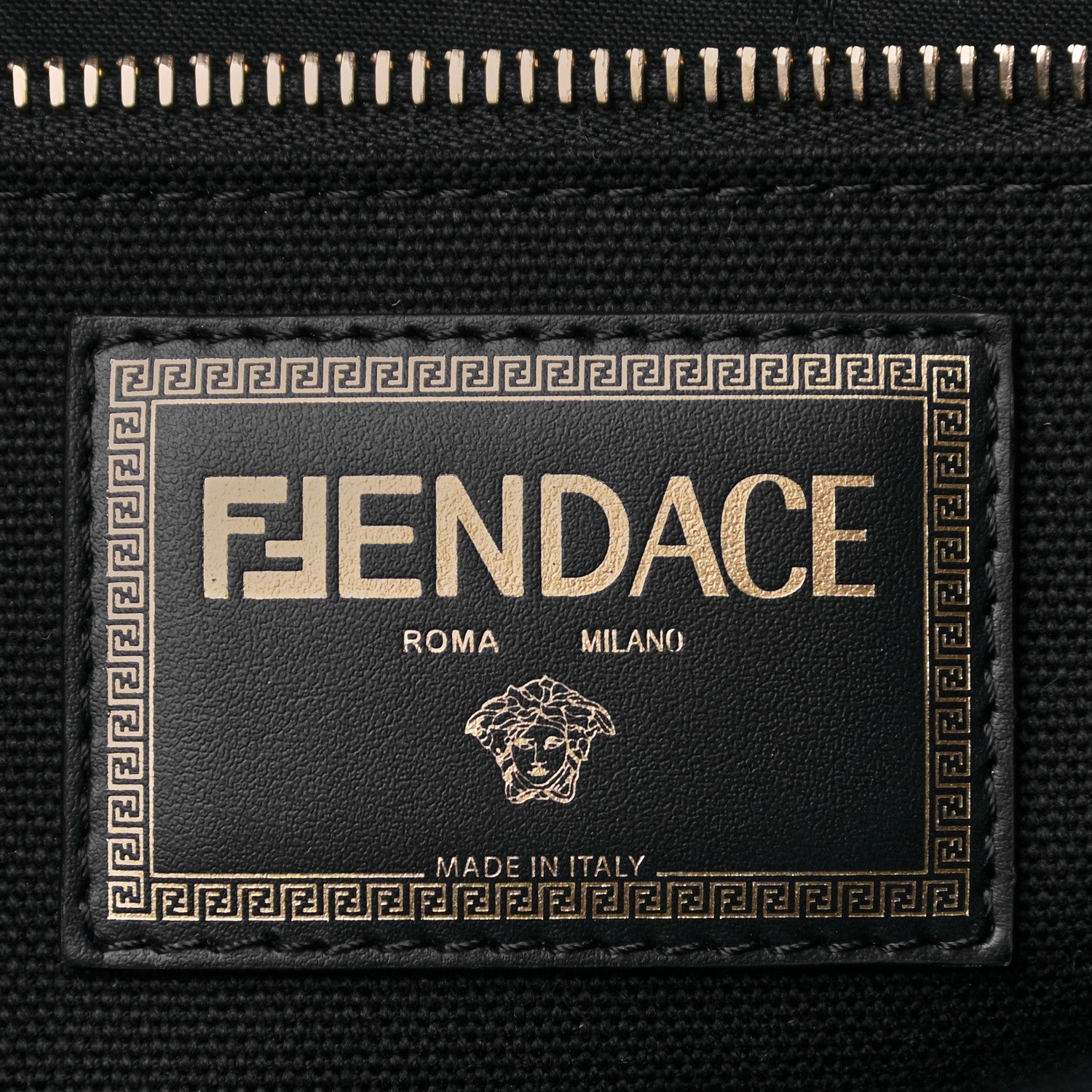 Fendi X VERSACE Canvas Fendace Logo Large Shopping Tote Black 4 of 9