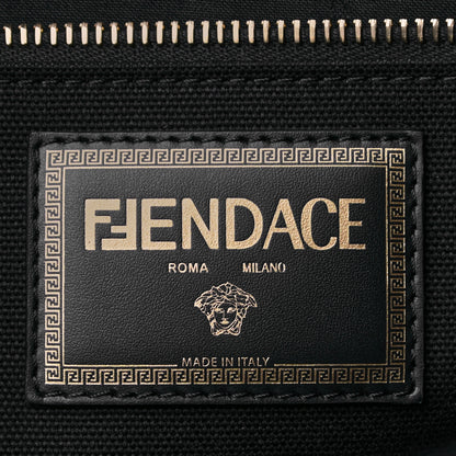 Fendi X VERSACE Canvas Fendace Logo Large Shopping Tote Black 4 of 9