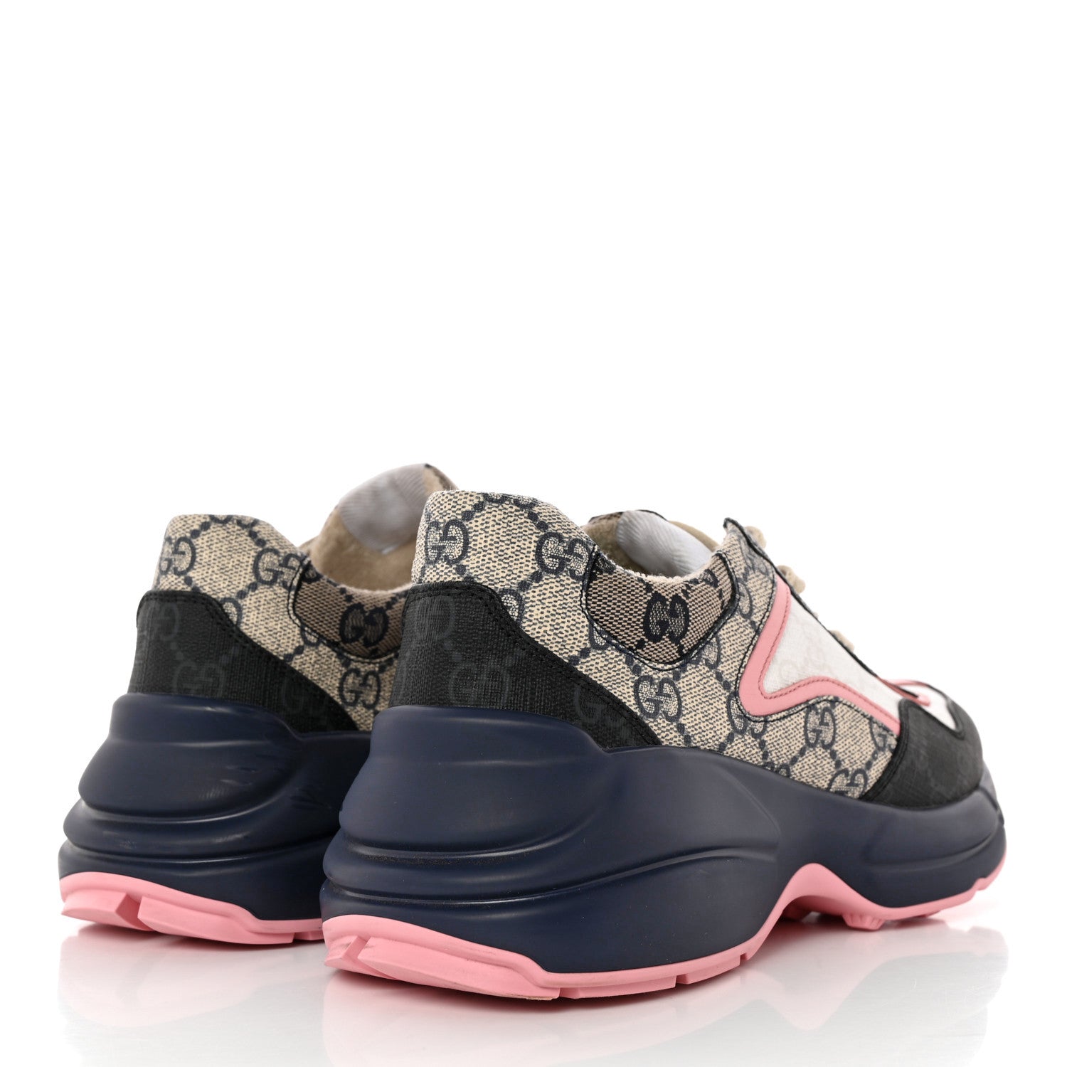 Gucci GG Supreme Monogram Rhyton Sneakers 38 Beige Blue Pink 4 of 13