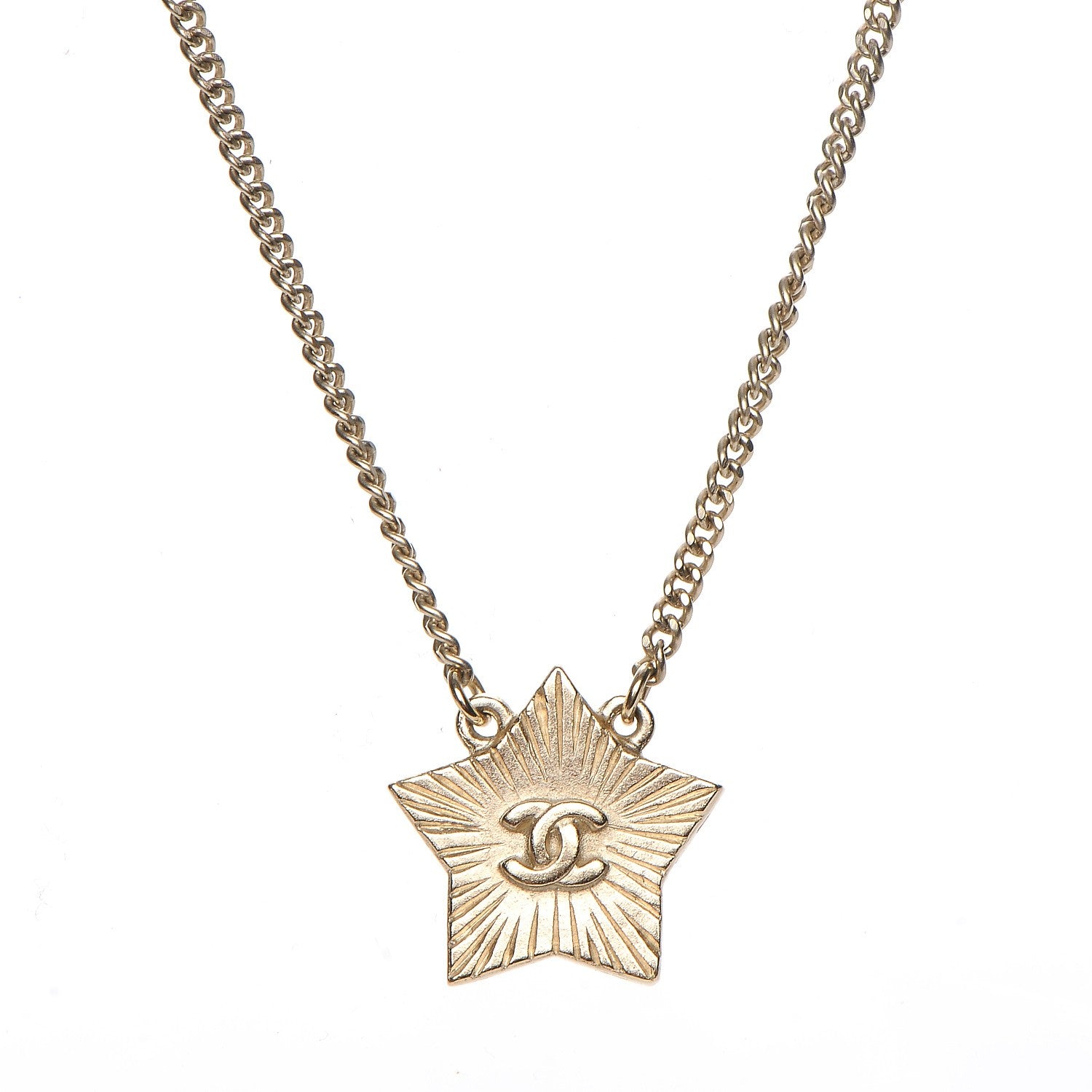 Chanel Metal Resin Star CC Necklace Silver Gold 5 of 7