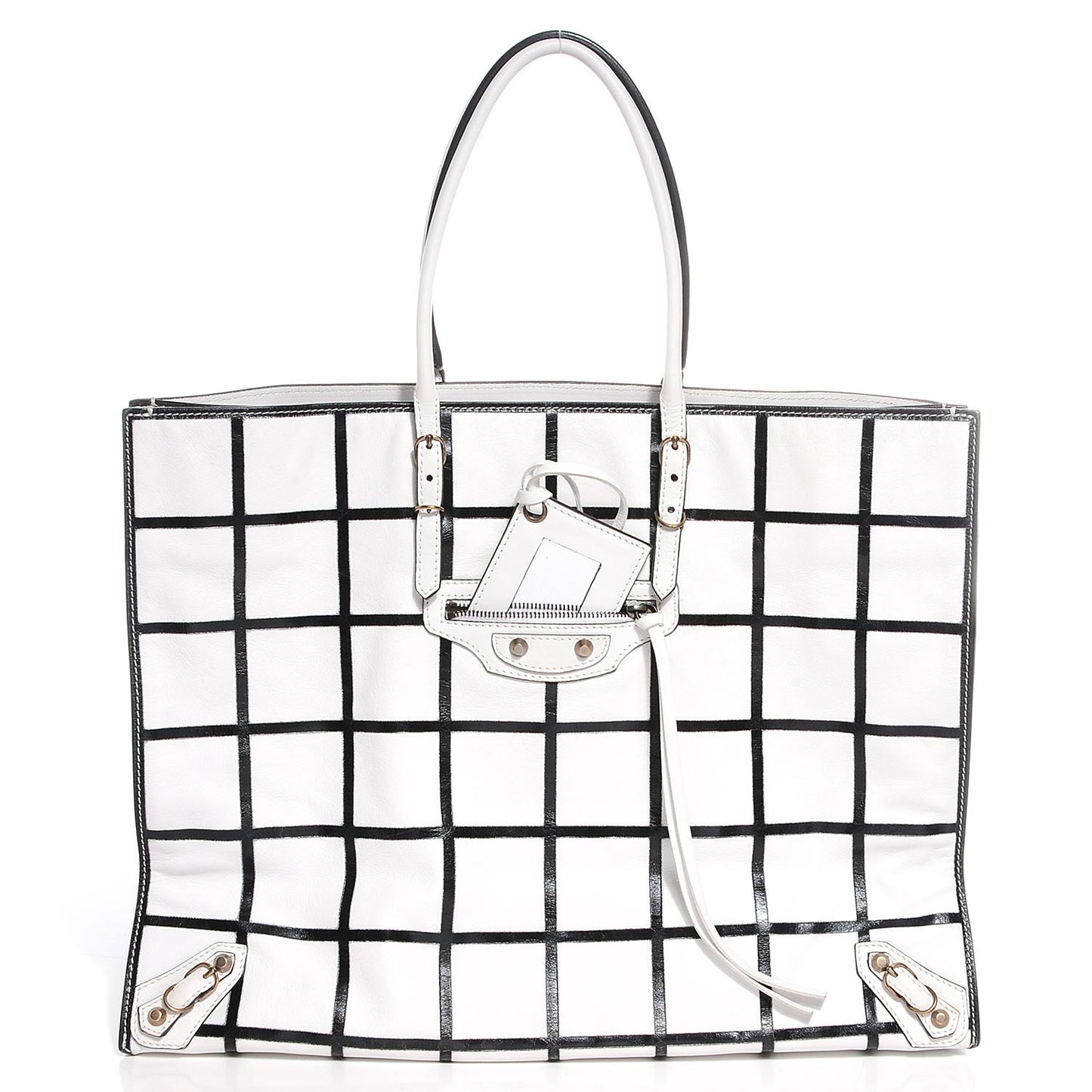 Calfskin Papier Embossed A4 Carreaux Tote