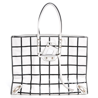 Balenciaga Calfskin Papier Embossed A4 Carreaux Tote 5 of 13