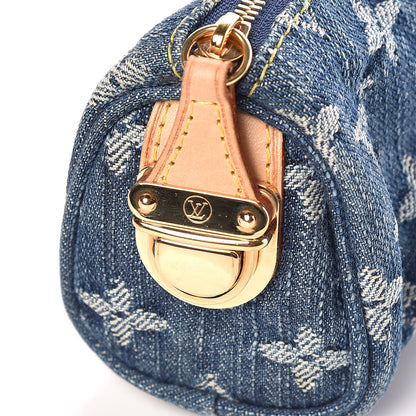 Louis Vuitton Monogram Denim Pochette Speedy PM Key Holder Blue 7 of 8