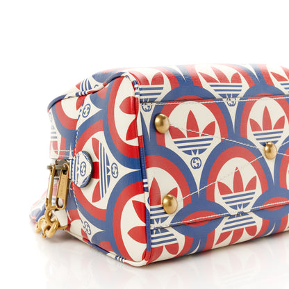 Gucci X ADIDAS Shangai Calfskin Web Trefoil Interlocking G Mini Duffle Bag Red White Blue 9 of 10