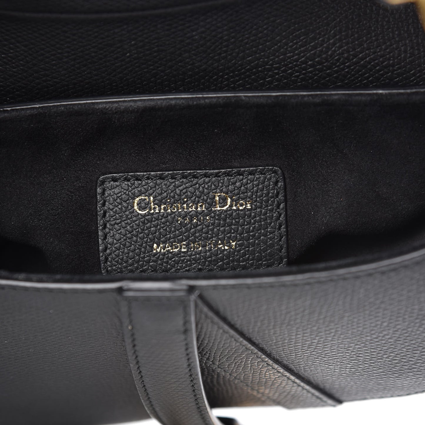 Grained Calfskin Mini Saddle Bag Black