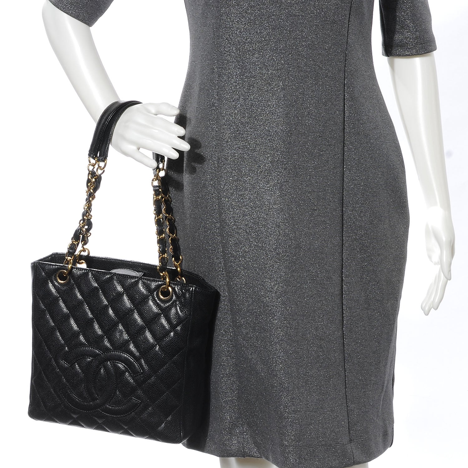 Chanel Caviar Petit Shopping Tote PST Black 2 of 8