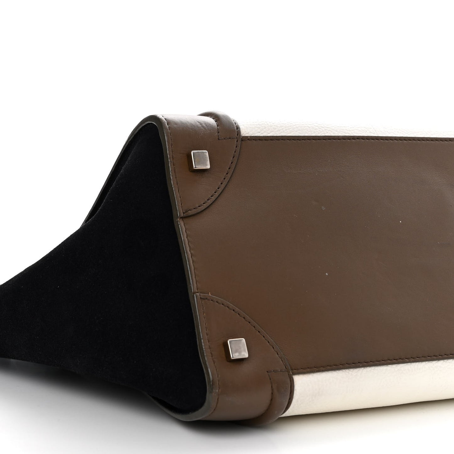 Textured Calfskin Suede Tri-color Mini Luggage Cream