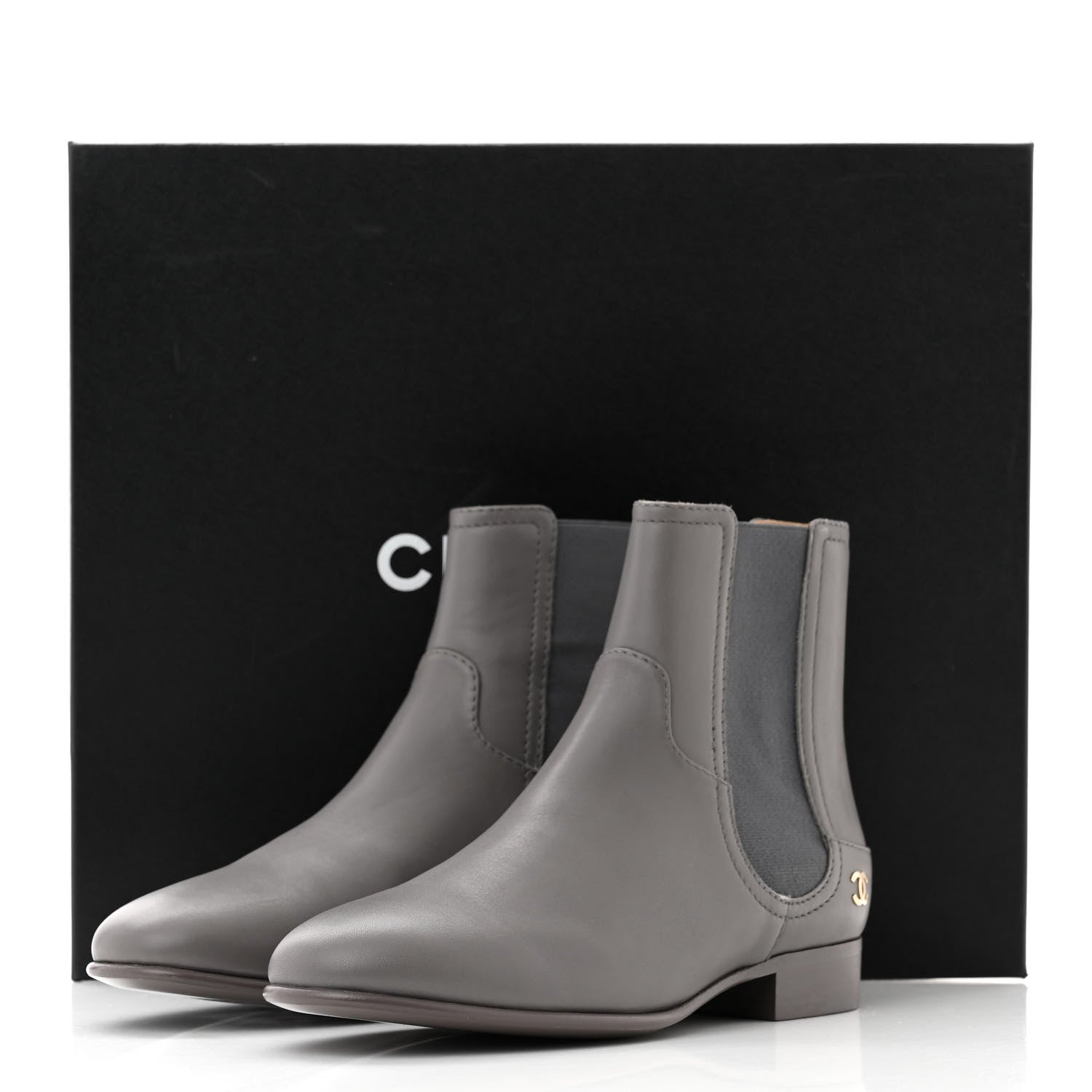 Chanel Calfskin Elastic Short Boots 36.5 Grey 10 of 10