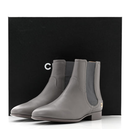 Chanel Calfskin Elastic Short Boots 36.5 Grey 10 of 10