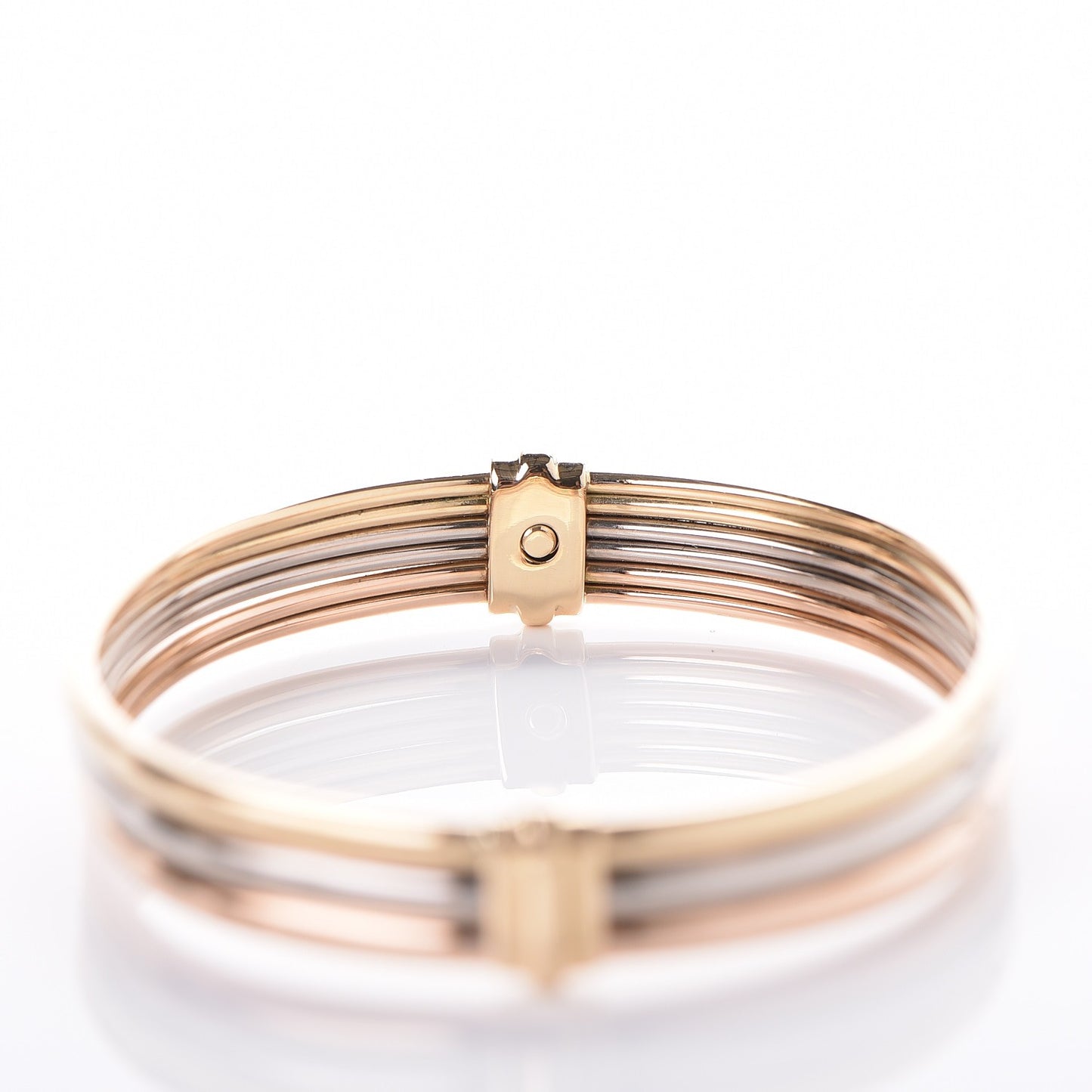 18K Pink Yellow White Gold Trinity Hinged Bangle Bracelet